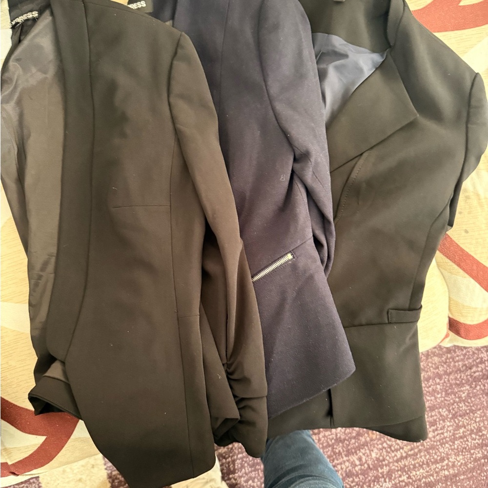 Stylish 2 Blacks and Navy Blazers